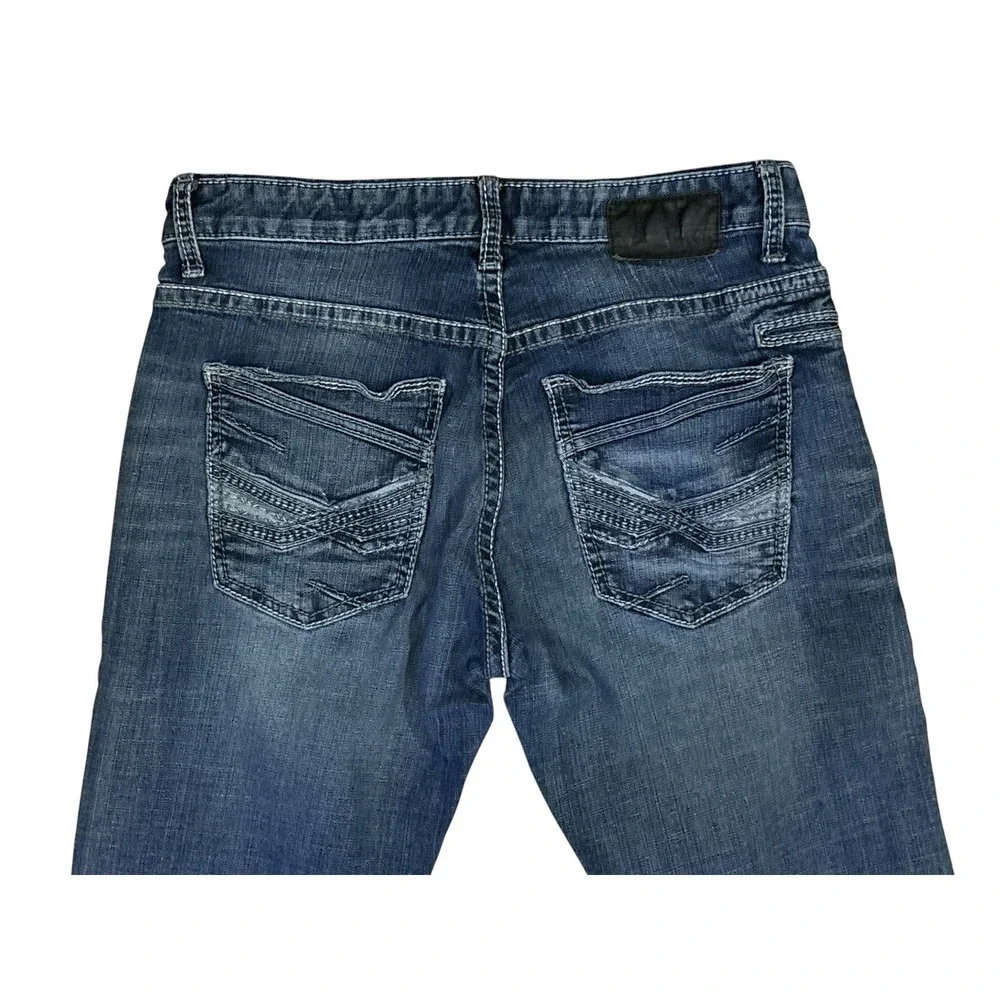 Buckle Bke Jeans men's 33x31 Blue Denim Carter Boot bootcut Distressed Y2k